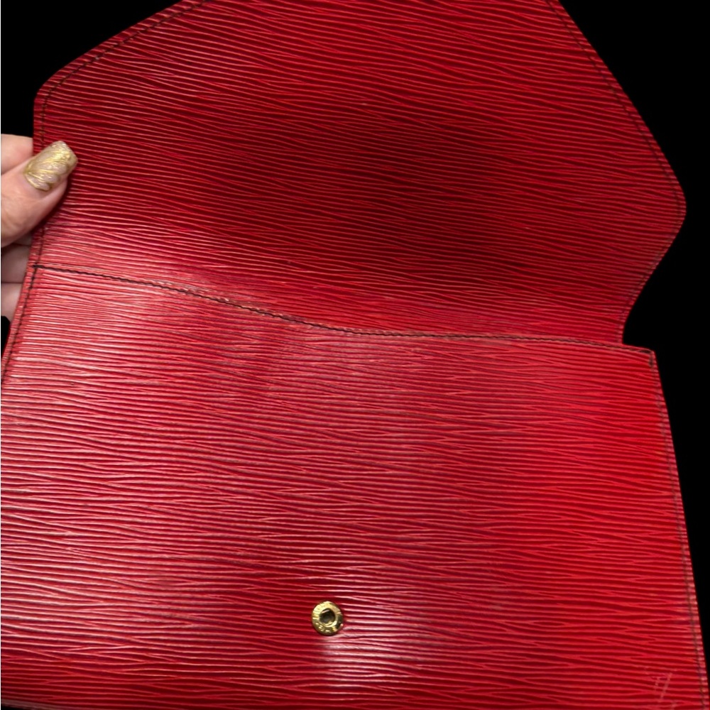 Louis Vuitton Red ART DECO Epi Leather Clutch with Gold Chain SO PRETTY ❤️ - Picture 7 of 14